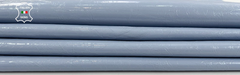 Light blue coated crinkle shiny goatskin leather hide from Italianskins, soft with 3 skins totaling 15 sq ft, 0.9mm thickness.