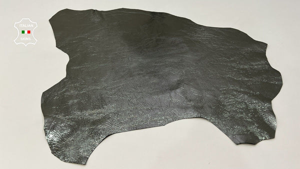 METALLIC OLIVE CRINKLE Italian Goatskin Sheep leather hides 5sqf  0.9mm #C132