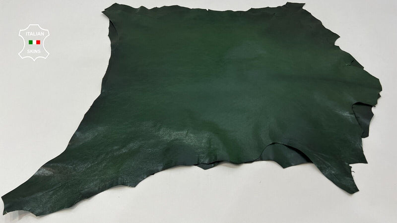 FOREST GREEN ANTIQUED CRINKLE GLOSS Soft Goat leather 2 skins 10+sqf 0.7mm B9901