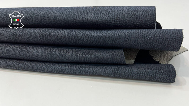 DARK BLUE REPTILE PRINT ON Thick Italian Goat leather 2 skins 14sqf 1.1mm #C272