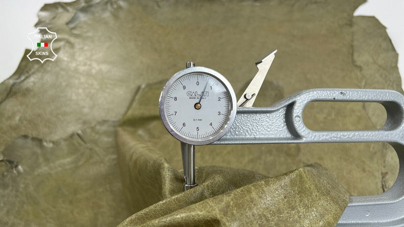 KHAKI GREEN CRACKED VINTAGE LOOK Soft Goat leather 4 skins 20+sqf 0.7mm C1208