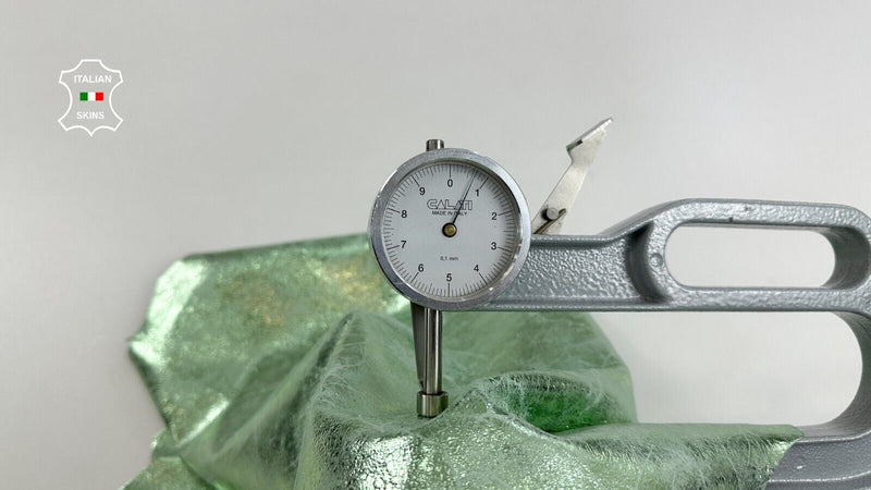 METALLIC MINT GREEN CRACKED DISTRESSED VINTAGE Goat leather 2+sqf 0.7mm #C2613