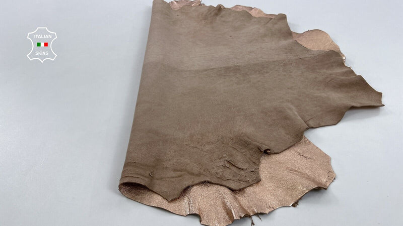 METALLIC ROSE GOLD WASHED ROUGH Thick Italian Lambskin leather 6sqf 1.6mm #C1319