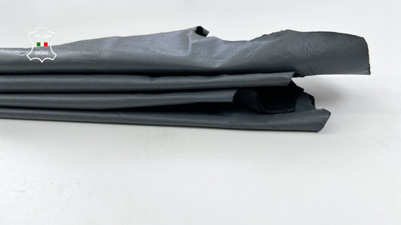 GREY COATED CRINKLE Thin Soft Italian Lambskin leather hides 6sqf 0.5mm #C1666