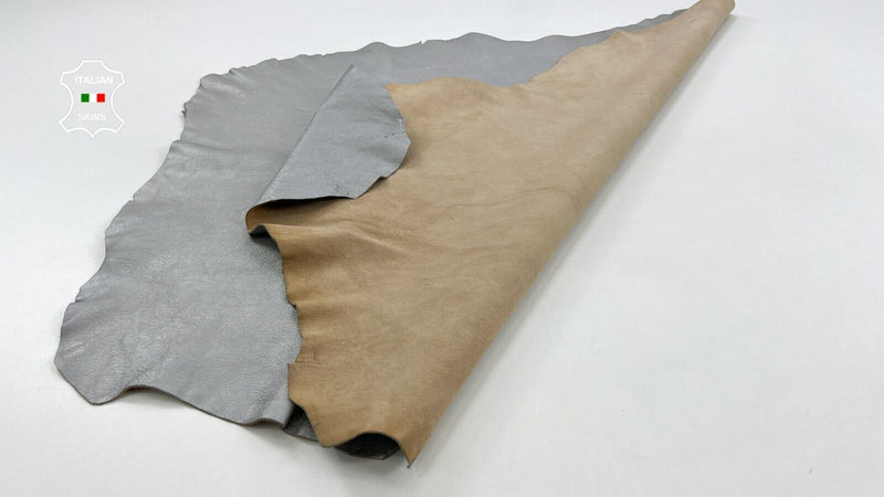 SILVER PEARLIZED ROUGH Thick Itaklian Goatskin leather hides 7sqf 1.2mm #C1072