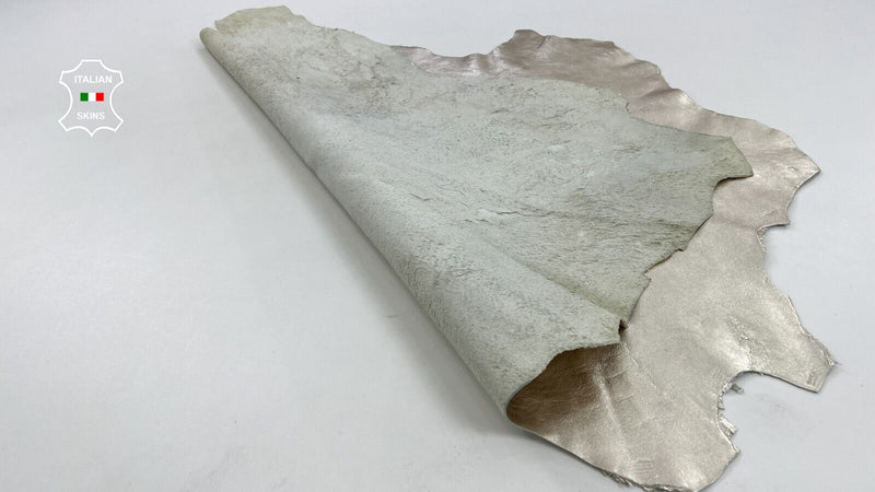 METALLIC PLATINUM LIGHT GOLD Thick Italian Goatskin leather 6+sqf 1.1mm #C1492