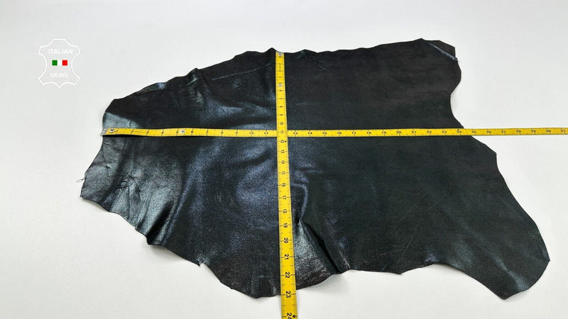 GUNMETAL CANVAS SHINY PRINT ON Thin Soft Goatskin leather hide 3+sqf 0.6mm C2477