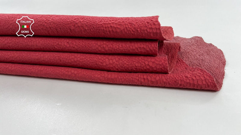 ROSE RED NUBUCK SNAKE PRINT ON Soft Lambskin STRETCH leather 6sqf 0.9mm C1517