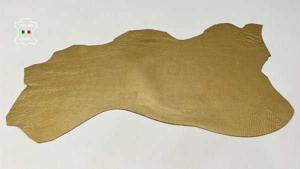 METALLIC OLD GOLD MATTE CRINKLE Thick Italian Goatskin leather 4+sqf  1.8mm C140