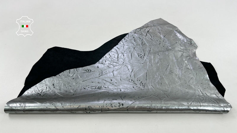 METALLIC CHROME VINTAGE LOOK Italian Goatskin Goat leather hide 4sqf 0.7mm C1676