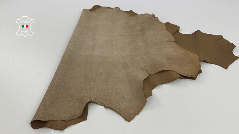 CAMEL BROWN PERFORATED TEXTURED Thick Soft  Lambskin leather 8sqf 1.6mm #C2901