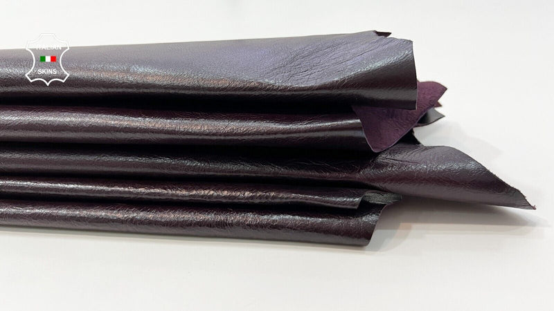 PLUM ANTIQUED CRINKLE SHINY GLOSSY Goatskin  leather 2 skins 10+sqf 0.8mm #B9900