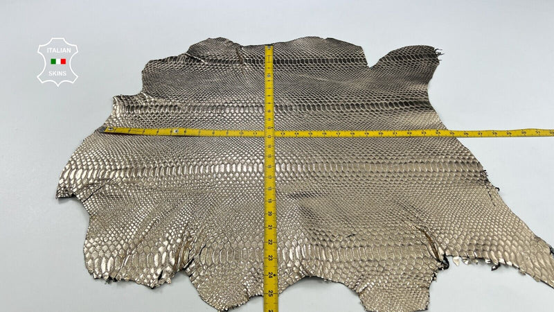 METALLIC PLATINUM SNAKE TEXTURED Print ON Thick Goat leather 4+sqf 1.2mm C1859