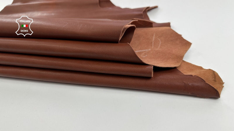COGNAC BROWN VEGETABLE TAN Thick Italian Goat leather 2 skins 8+sqf 1.1mm #C2859