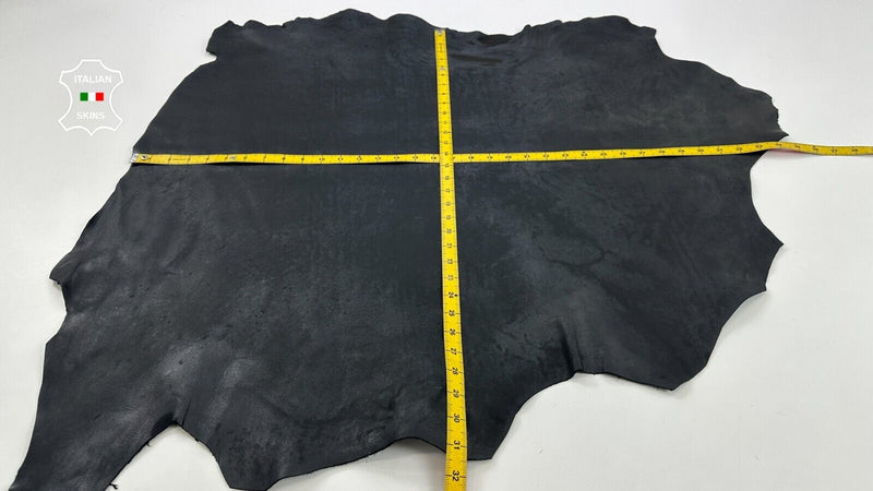 MIDNIGHT VINTAGE BLACK Thick Italian Goatskin leather hides 6+sqf 1.3mm #C2601