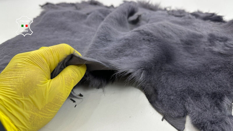 purplish grey sheepskin Hair on Suede back hides fur 2 skins total 16"x28" C2524