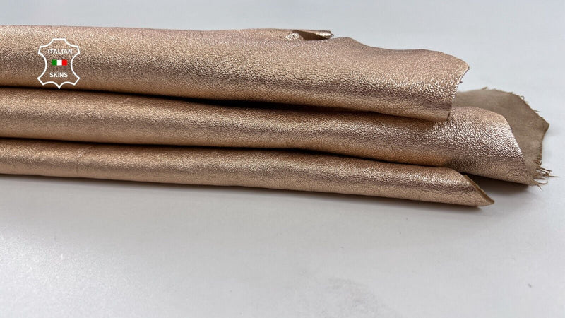 METALLIC ROSE GOLD WASHED ROUGH Thick Italian Lambskin leather 6sqf 1.6mm #C1319