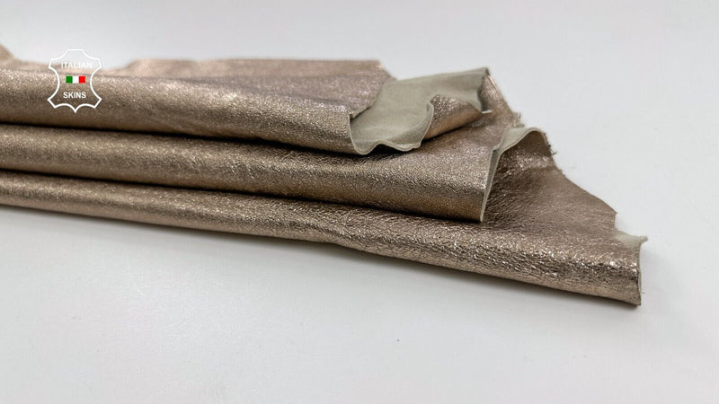 METALLIC ROSE GOLD ROUGH Soft Italian Lambskin leather hides 5sqf 1.0mm #C2469