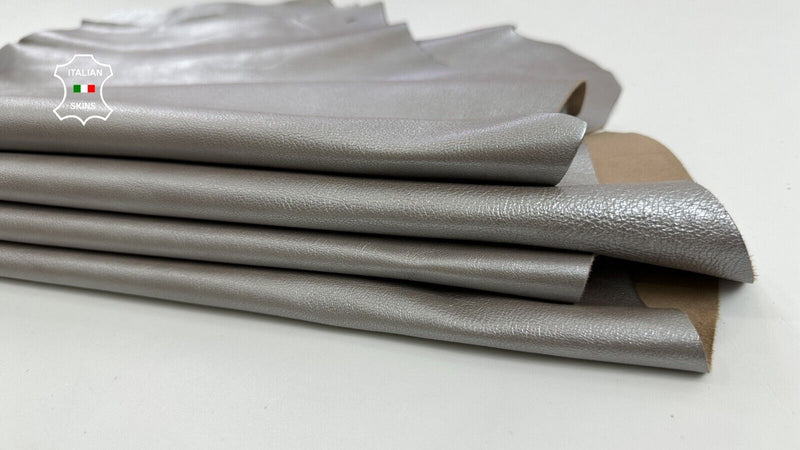 PEARLIZED SILVER ECRU ROUGH Italian Goatskin leather 2 skins 8sqf 0.8mm #C2463