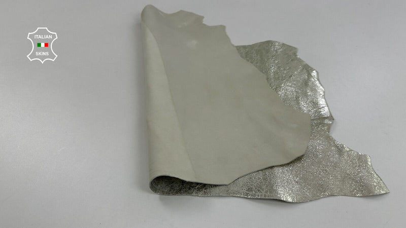 METALLIC LIGHT GOLD CRACKED DISTRESSED VINTAGE Goat leather 2+sqf 1.2mm C2616