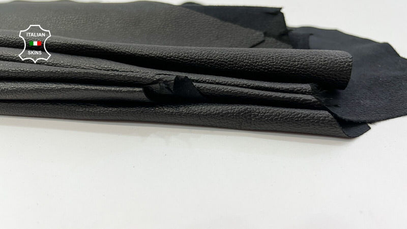 BLACK PEBBLE GRAINY Thin Soft Italian Goatskin leather 2 skins 10+sqf 0.5mm C212