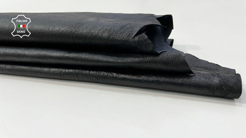 BLACK MIDNIGHT CRINKLE ANTIQUED Soft Italian Lambskin leather 8sqf 0.7mm #C259