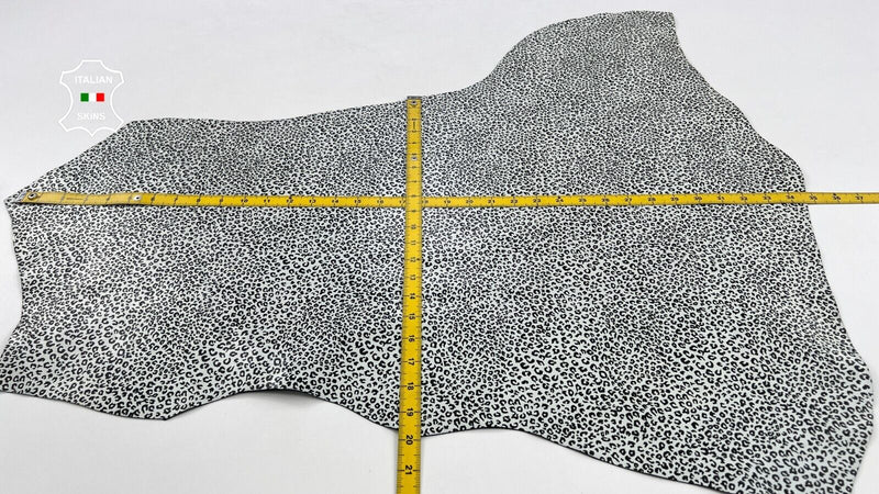 BLACK & WHITE LEOPARD PRINT ON COATED Thick Goatskin leather 5sqf 1.1mm #C1185