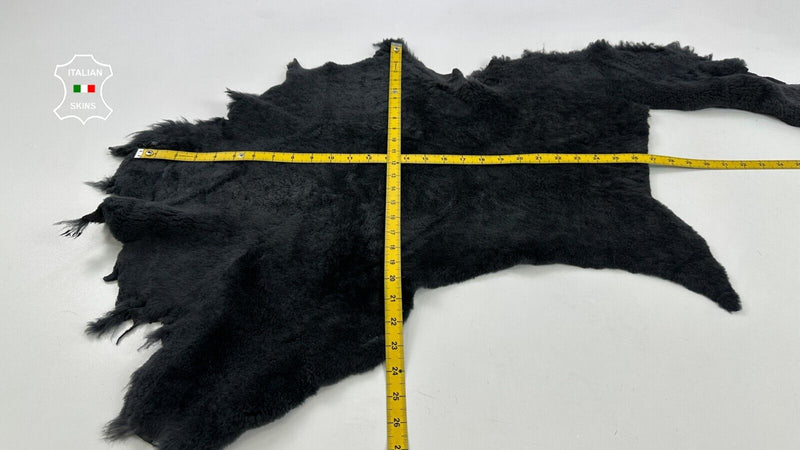 DARK GREY Soft Italian sheepskin Hair on shearling fur leather 19"x25" #C2496