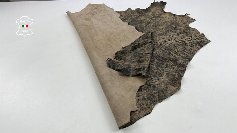 WALNUT BROWN ANTIQUED DISTRESSED VINTAGE LOOK Soft Lamb leather 7sqf 0.8mm C1598