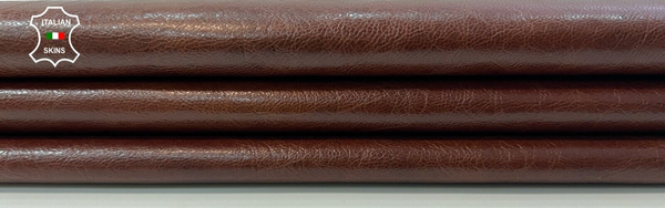 COGNAC BROWN SHINY CRINKLE Soft Italian Goatskin leather hides 5sqf 0.7mm #C375