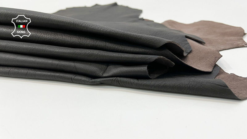 DARK BROWN ROUGH GRAINY Thick Soft Italian Goat leather 2 skins 14sqf 1.1mm C465