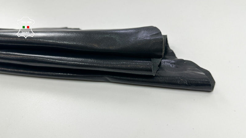BLACK SHINY ROUGH Italian Goatskin Goat leather hides skins 4sqf 0.9mm #C2602
