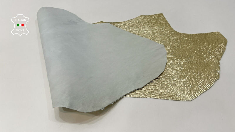 METALLIC GOLD CRINKLE CRISPY Thick Italian Lambskin leather 3+sqf  1.4mm #C138