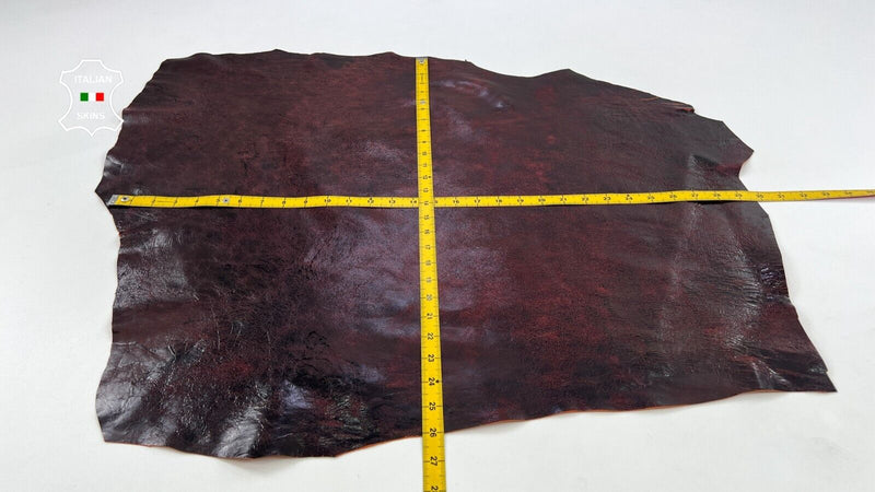 ORANGE ANTIQUED SHINY CRACKED VINTAGE LOOK Soft Lamb leather 5sqf 1.0mm #C1668