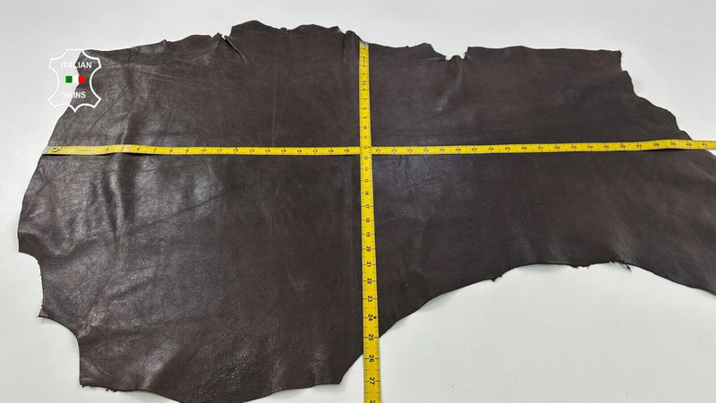 MAHOGANY BROWN SHINY VEGETABLE TAN Soft Lambskin leather hide 7+sqf 1.0mm C2944