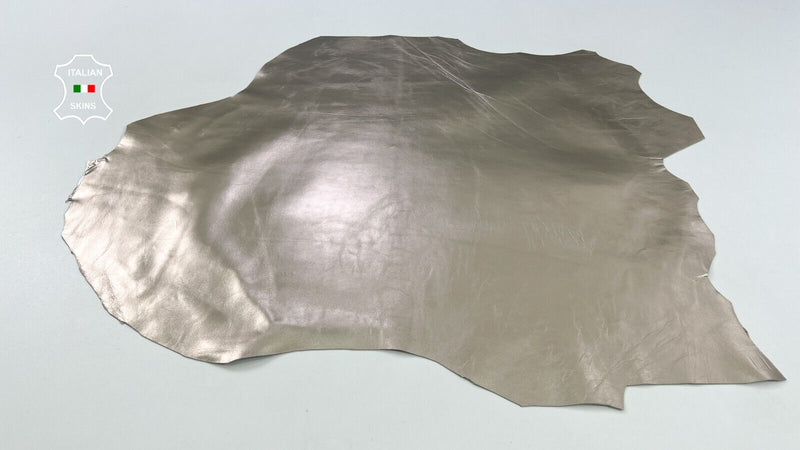 METALLIC CHAMPAGNE PLATINUM COATED Italian Goatskin leather 4+sqf 0.9mm #C1803