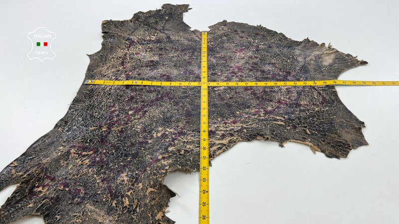 SAND ANTIQUED VERY VINTAGE PURPLE DISTRESSED Thick Lamb leather 5sqf 1.5mm C1432