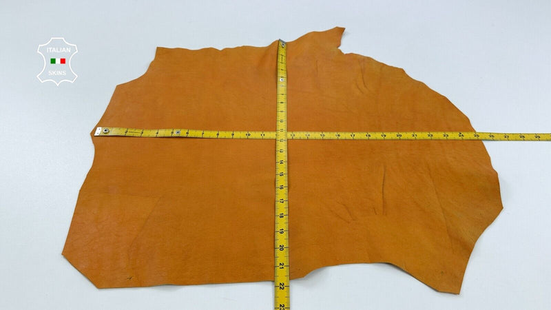 OLD ORANGE VEGETABLE TAN VINTAGE LOOK Thick Goatskin leather 3+sqf 1.5mm #C2757