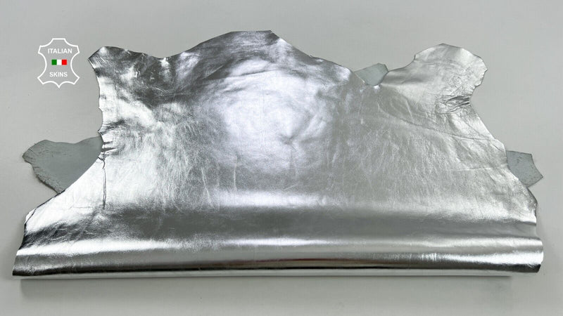 METALLIC SILVER Thick Italian Goatskin Goat leather hides skin 7sqf 1.1mm #C1520