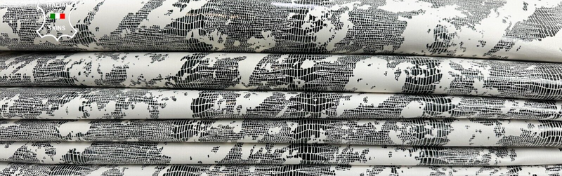 GUNMETAL REPTILE CAMO DESIGN PRINT ON Lambskin leather 2 skins 18sqf 1.1mm C2799