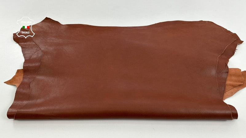 COGNAC BROWN VEGETABLE TAN Thick Italian Goat leather 2 skins 8+sqf 1.1mm #C2859