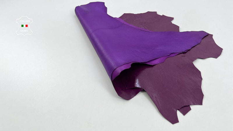 PURPLE PLUM SHINY CRINKLED Italian Goatskin leather 3 skins 23sqf 0.8mm #C822