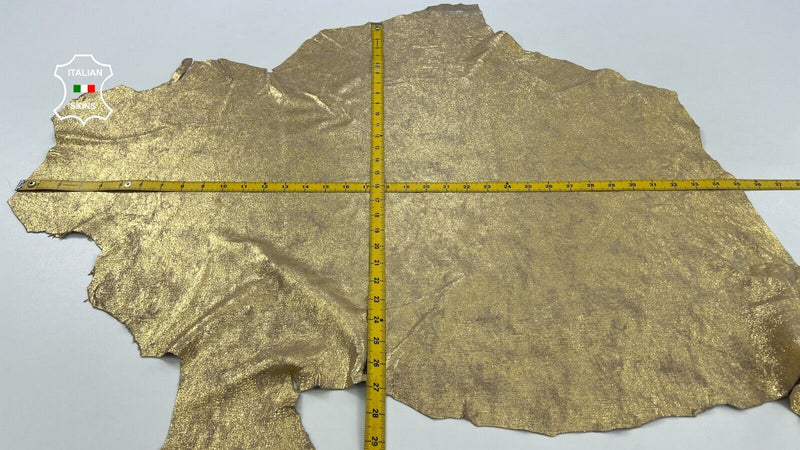 METALLIC GOLD DISTRESSED VINTAGE LOOK Soft Lambskin leather 7sqf 0.7mm #C1414