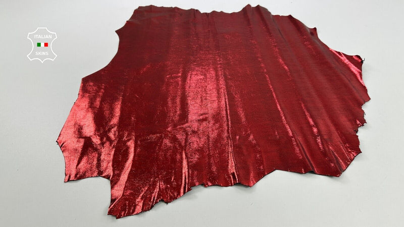 METALLIC RED LIZARD PRINT ON Thick Italian Goatskin leather 5+sqf 1.1mm #C2585
