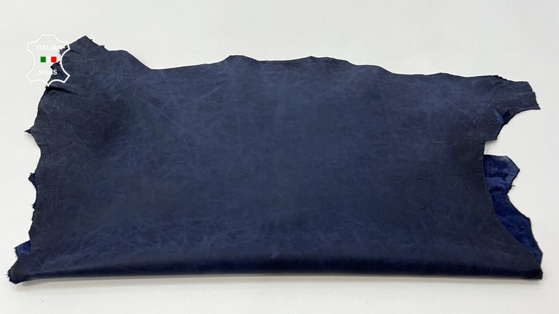 DARK BLUE VINTAGE LOOK Soft Italian Lambskin Lamb leather hide 4+sqf 0.8mm B9911