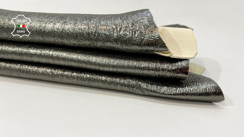 METALLIC OLIVE CRISPY CRINKLE Thick Soft Italian Lamb leather 5sqf  1.4mm #C133