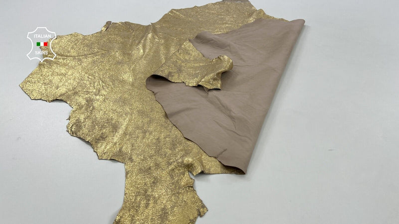 METALLIC GOLD DISTRESSED VINTAGE LOOK Soft Lambskin leather 7sqf 0.7mm #C1414