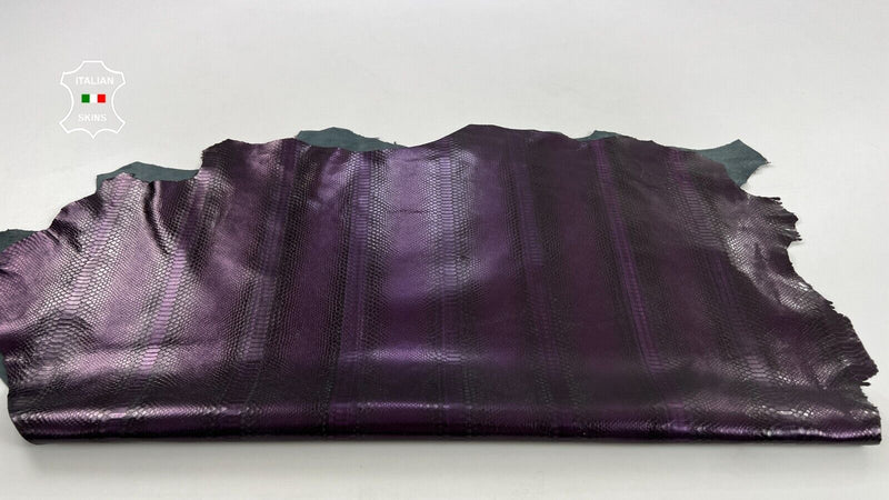 METALLIC PURPLE SNAKE PRINT ON Italian Calfskin Cow leather 9+sqf 1.0mm #C1524