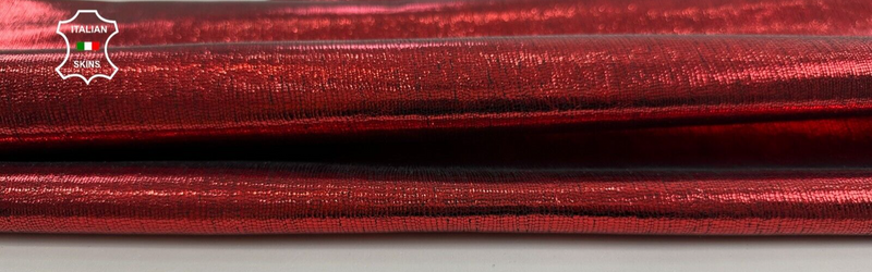 METALLIC RED LIZARD PRINT ON Thick Italian Goatskin leather 5+sqf 1.1mm #C2585