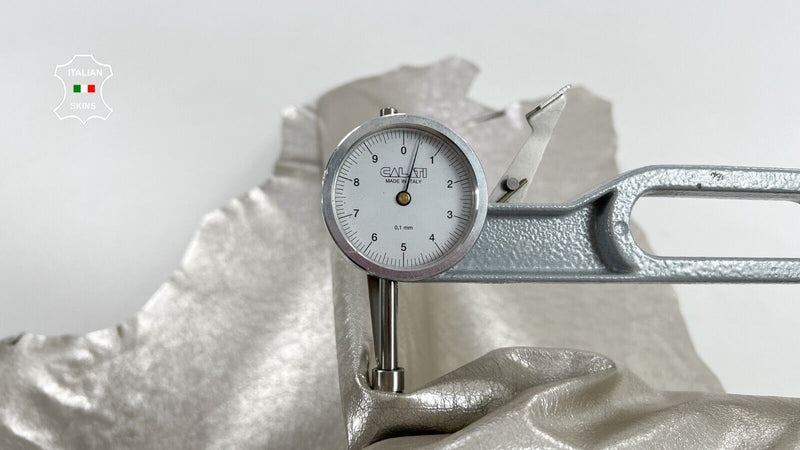 METALLIC PLATINUM CRINKLED Thin Soft Italian Lambskin leather 5sqf 0.5mm #C1521